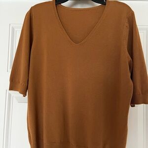Womens golden Tan V-Neck Sweater